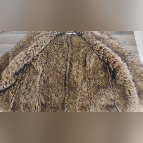 Faux Fur Chico's Vest Women Sz 3 XL Brown Fully Lined Open - Picture 5 of 8